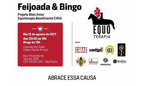 Equoterapia Mais Amor | Convite Feijoada & Bingo Beneficente no CHSA em 12/8