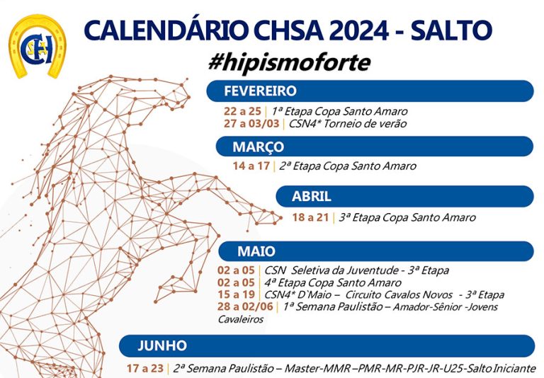 Calendário Salto CHSA 2024: Nacionais, Paulistas e Copa Santo Amaro (versão 9/10)